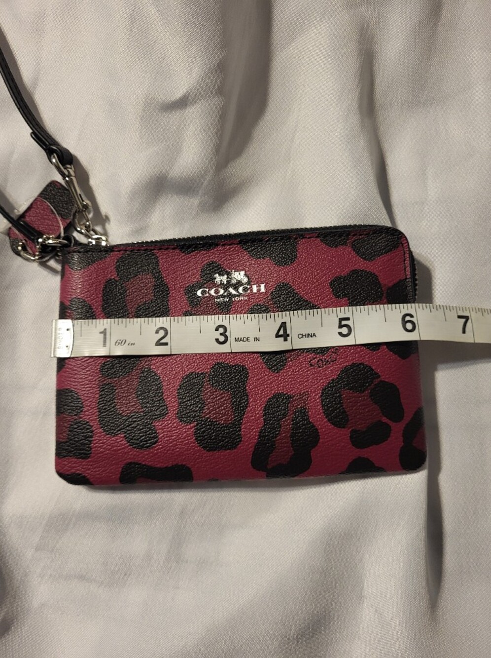 Coach Pink Leopard Animal Print Ocelot Wristlet Wallet - Picture 9 of 11